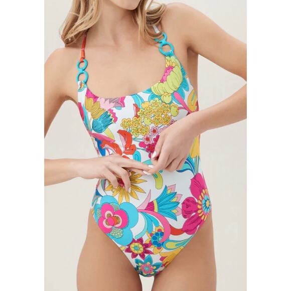 Trina Turk Fontaine Convertible Maillot One Piece Swim Suit 12 NWT - Picture 1 of 5
